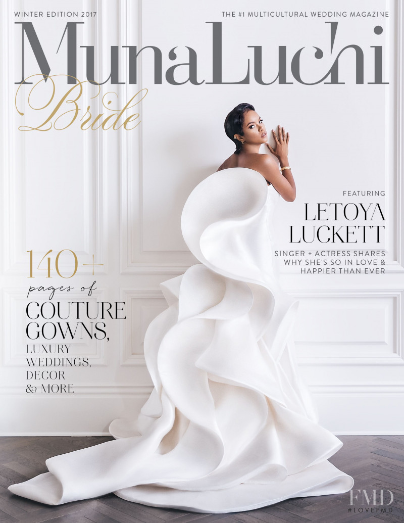 Letoya Luckett featured on the Muna Luchi Bride cover from December 2017