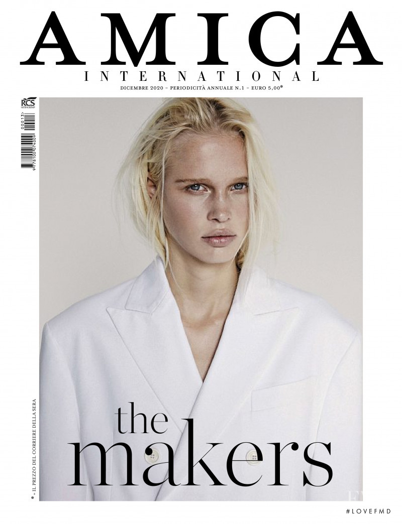 Fien Kloos featured on the Amica International cover from December 2020