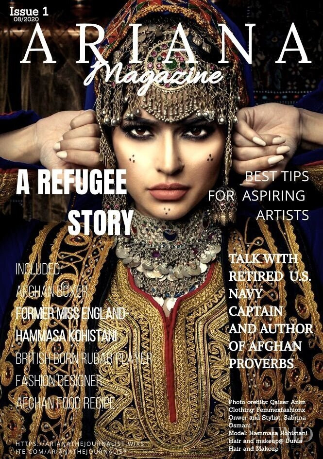 Hammasa Kohistani featured on the Ariana Magazine cover from August 2020