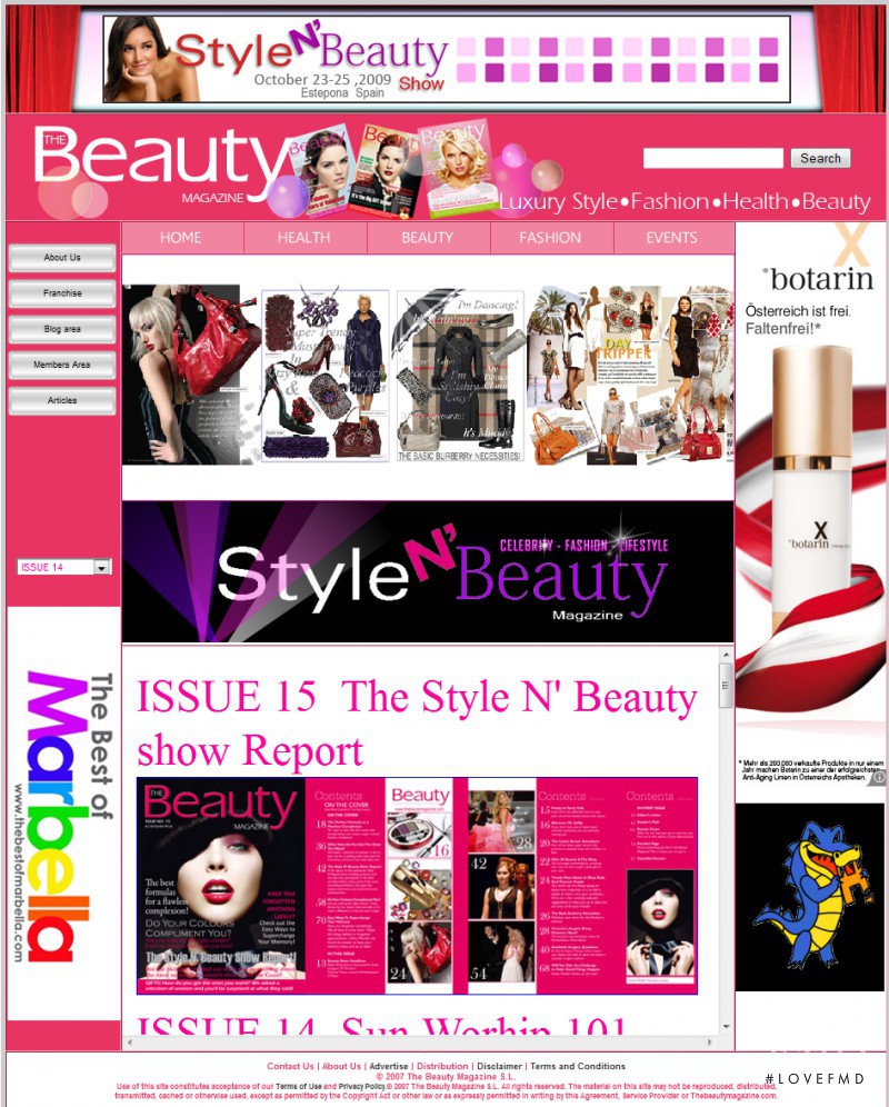  featured on the TheBeautyMagazine.com screen from April 2010