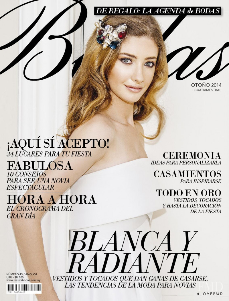 Lucia Lois featured on the Bodas Uruguay cover from September 2014