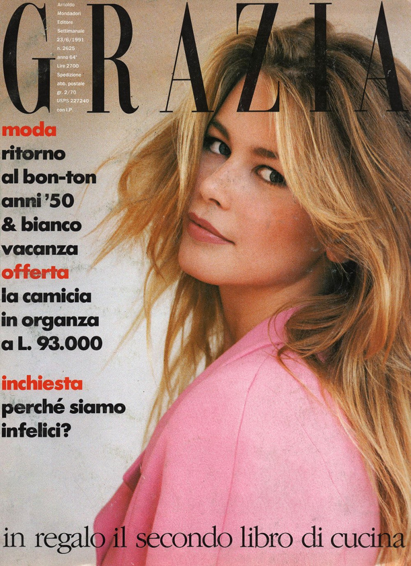 Claudia Schiffer featured on the Grazia Italy cover from June 1991