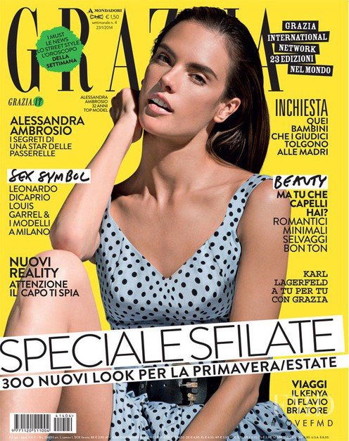 Alessandra Ambrosio featured on the Grazia Italy cover from January 2014