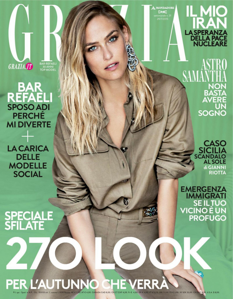 Bar Refaeli featured on the Grazia Italy cover from July 2015