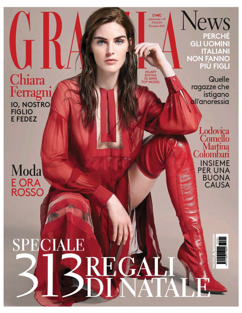 Hilary Rhoda featured on the Grazia Italy cover from December 2017