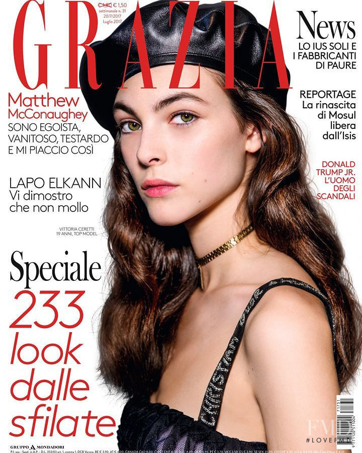 Vittoria Ceretti featured on the Grazia Italy cover from July 2017