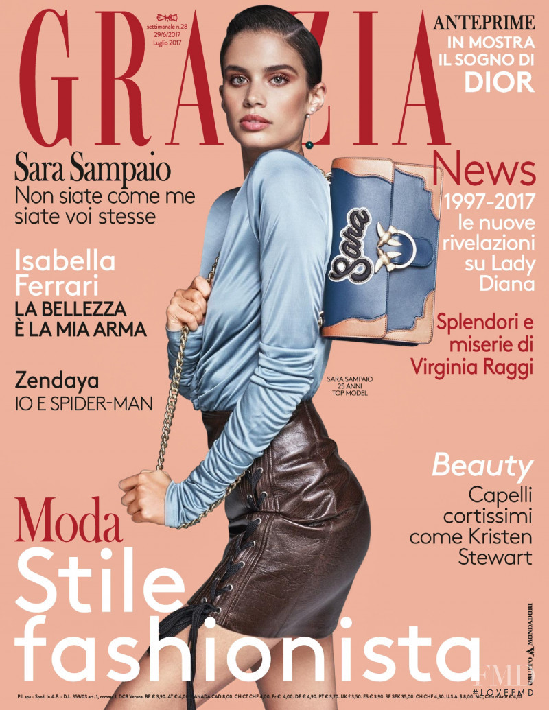 Sara Sampaio featured on the Grazia Italy cover from June 2017