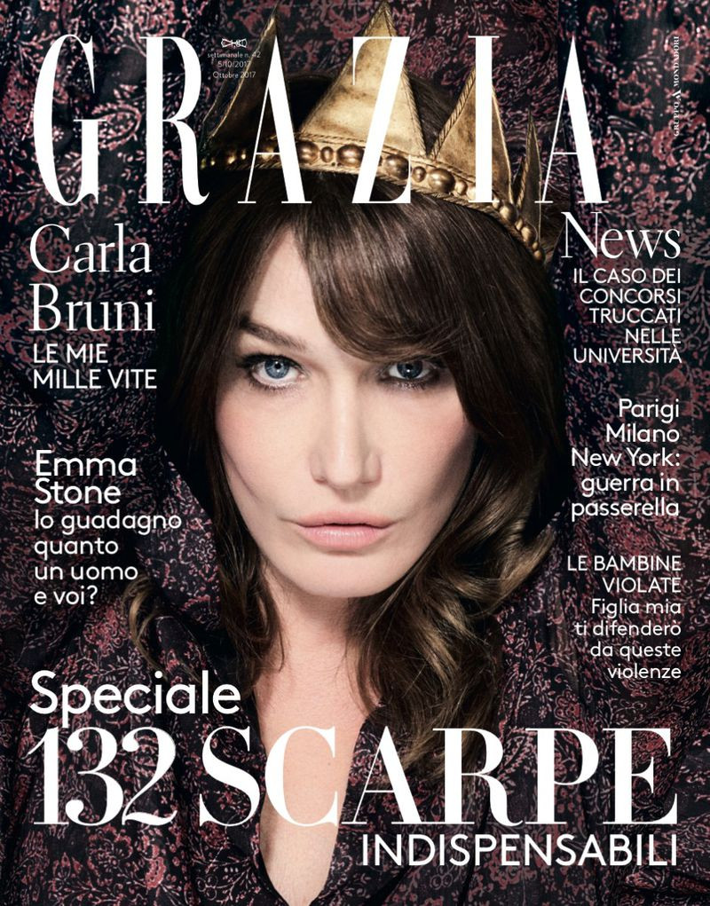 Carla Bruni featured on the Grazia Italy cover from October 2017
