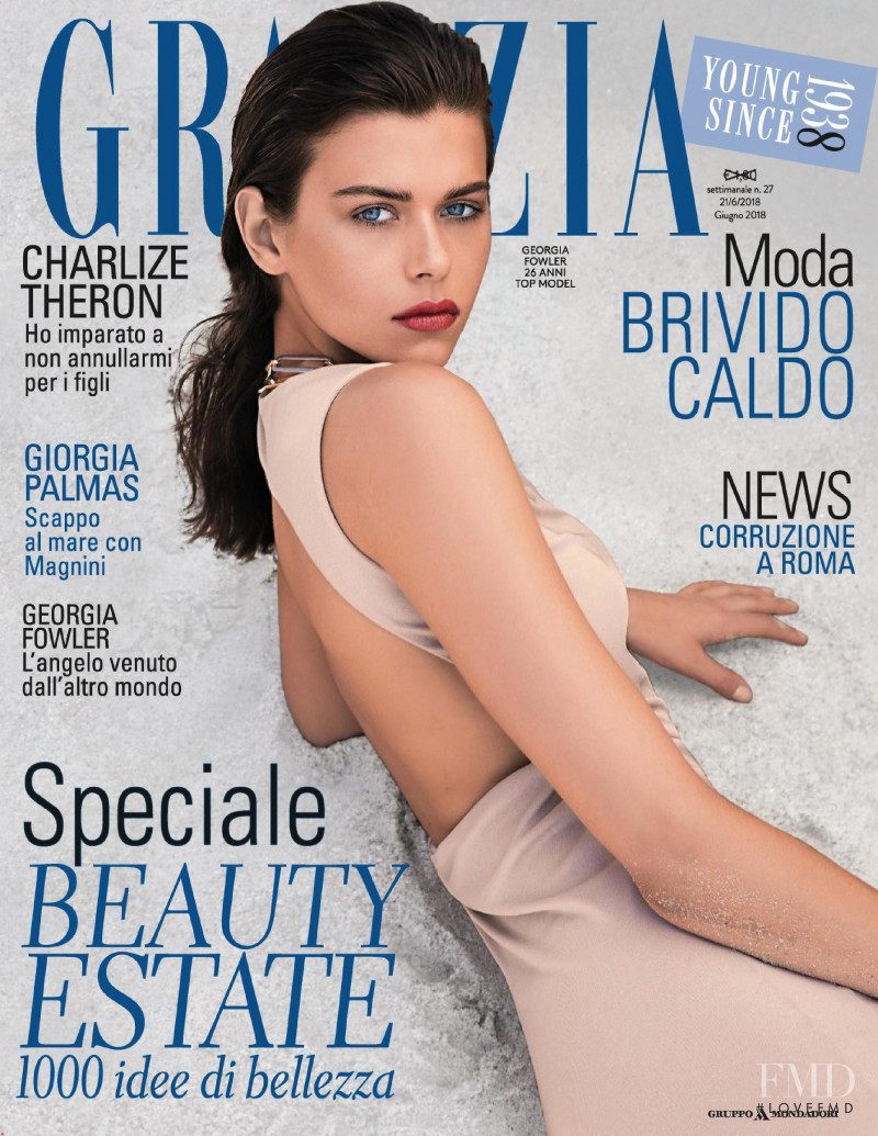 Georgia Fowler featured on the Grazia Italy cover from June 2018