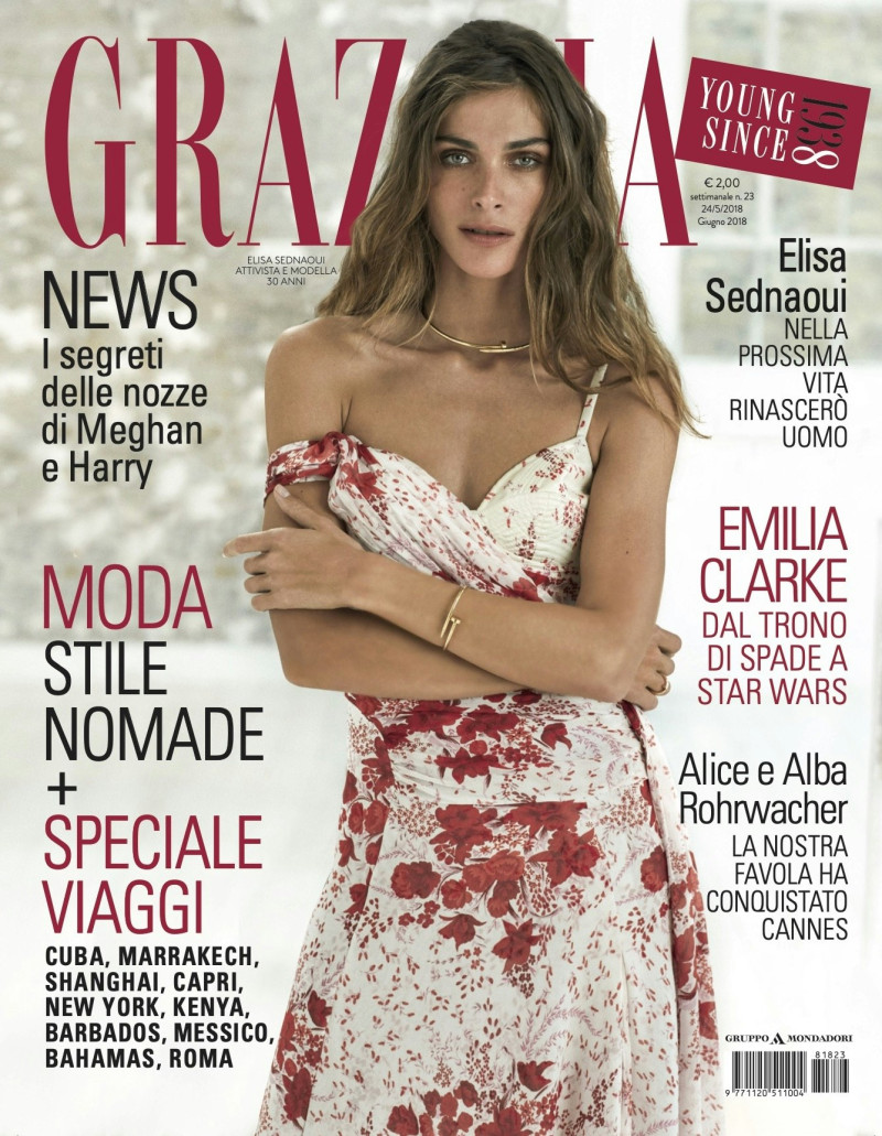 Elisa Sednaoui featured on the Grazia Italy cover from May 2018