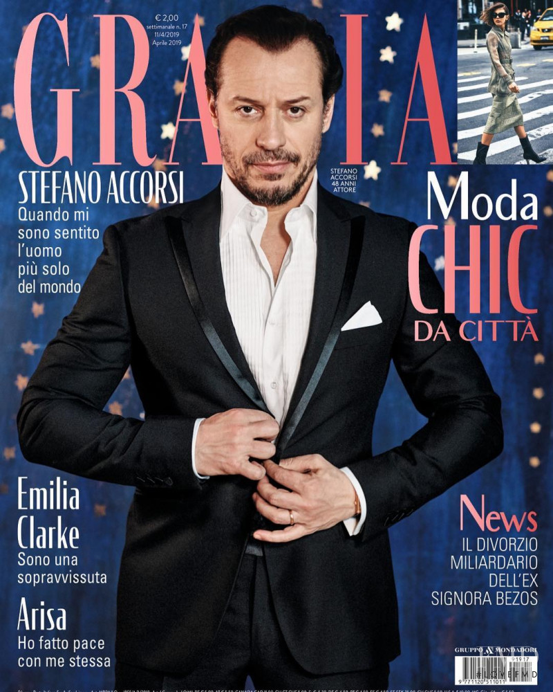 Stefano Accorsi featured on the Grazia Italy cover from April 2019
