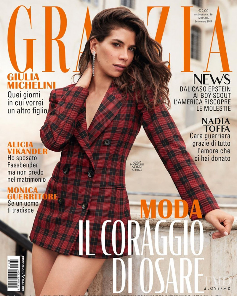 Giulia Michelini featured on the Grazia Italy cover from August 2019