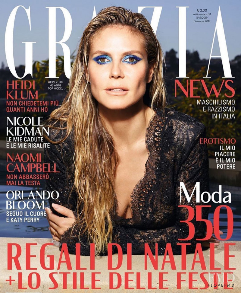 Heidi Klum featured on the Grazia Italy cover from December 2019