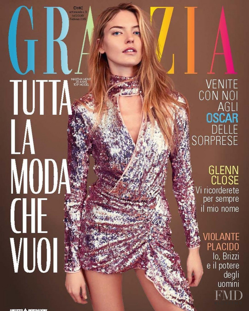 Martha Hunt featured on the Grazia Italy cover from February 2019