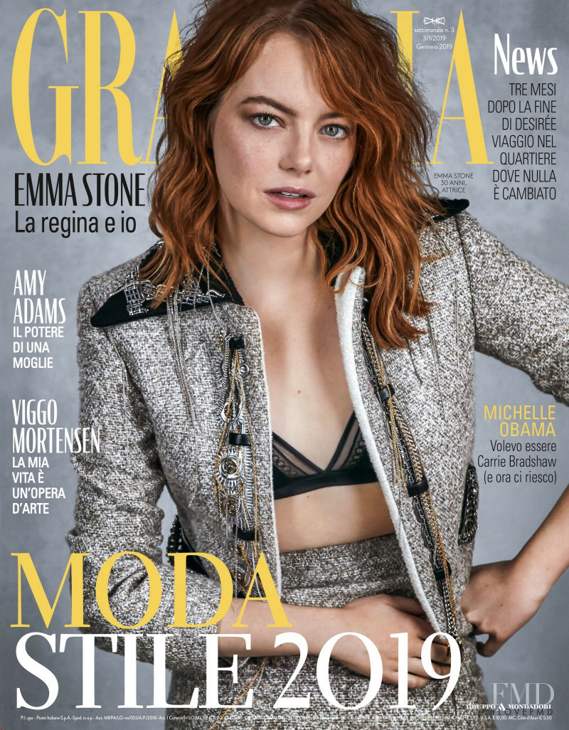 Emma Stone featured on the Grazia Italy cover from January 2019