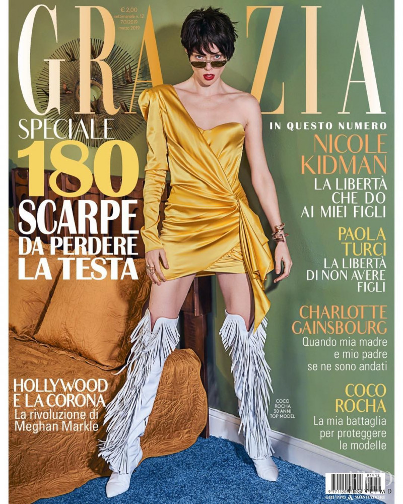 Coco Rocha featured on the Grazia Italy cover from March 2019