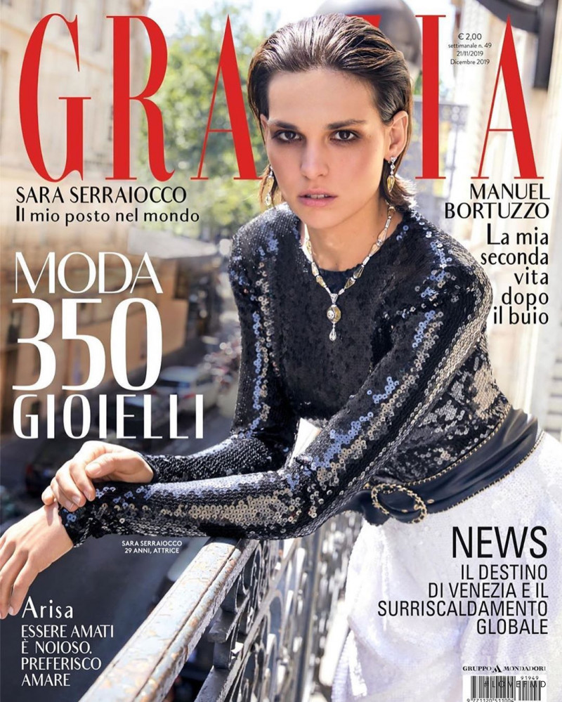 Sara Serraiocco featured on the Grazia Italy cover from November 2019