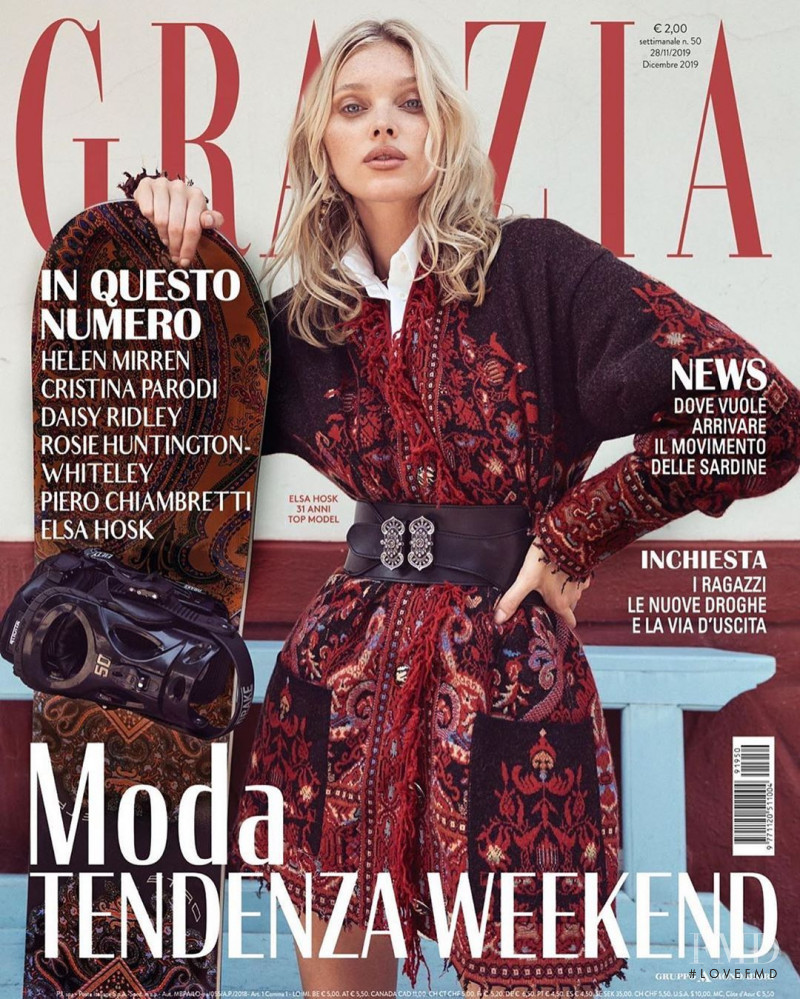 Elsa Hosk featured on the Grazia Italy cover from November 2019