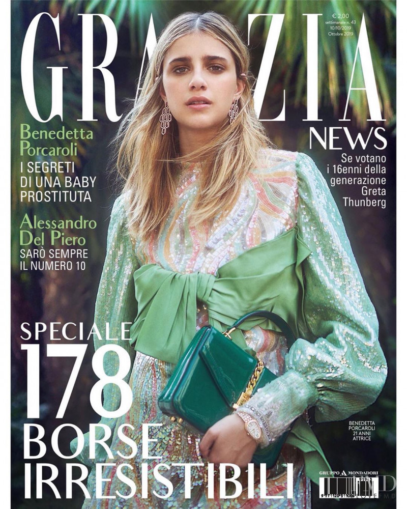 Benedetta Porcaroli featured on the Grazia Italy cover from October 2019