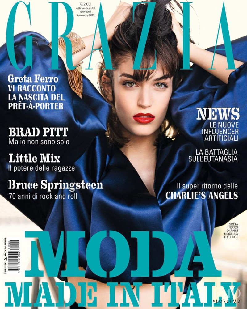 Greta Ferro featured on the Grazia Italy cover from September 2019
