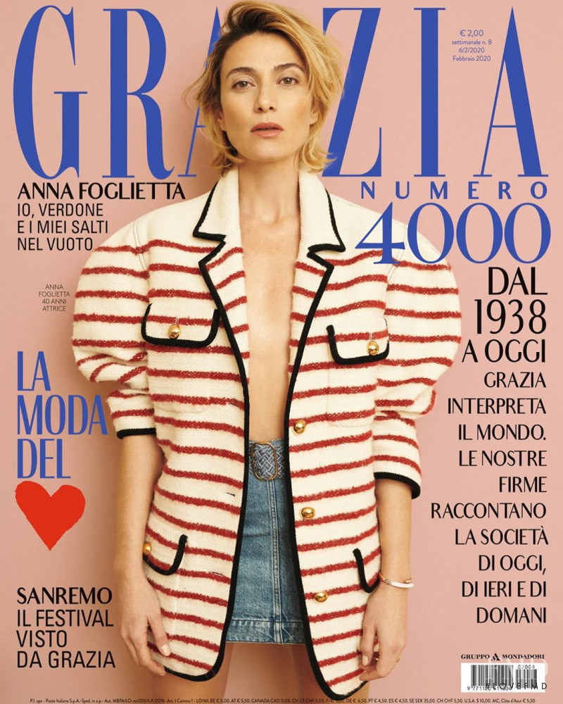 Anna Foglietta featured on the Grazia Italy cover from February 2020