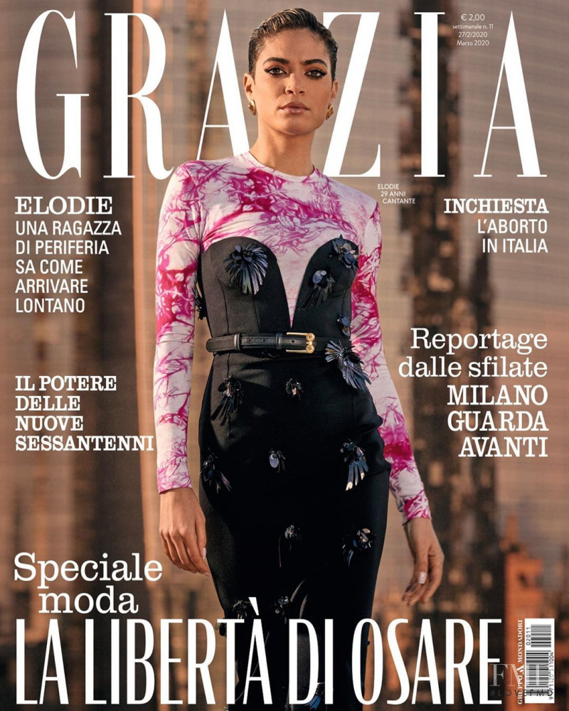 Elodie featured on the Grazia Italy cover from February 2020