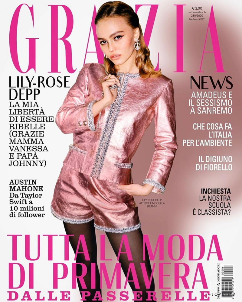 Lily-Rose Depp featured on the Grazia Italy cover from January 2020