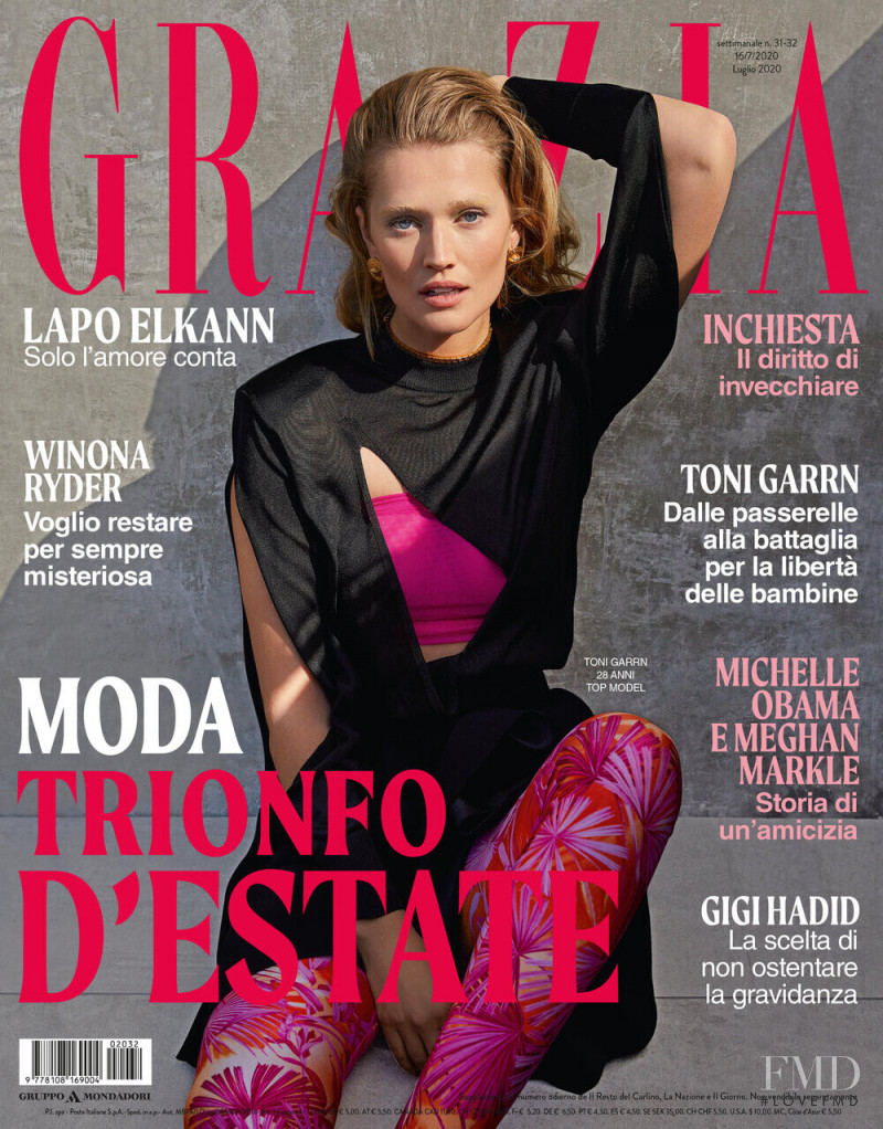 Toni Garrn featured on the Grazia Italy cover from July 2020