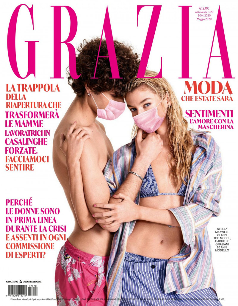 Stella Maxwell, Gabriele Graziani featured on the Grazia Italy cover from May 2020