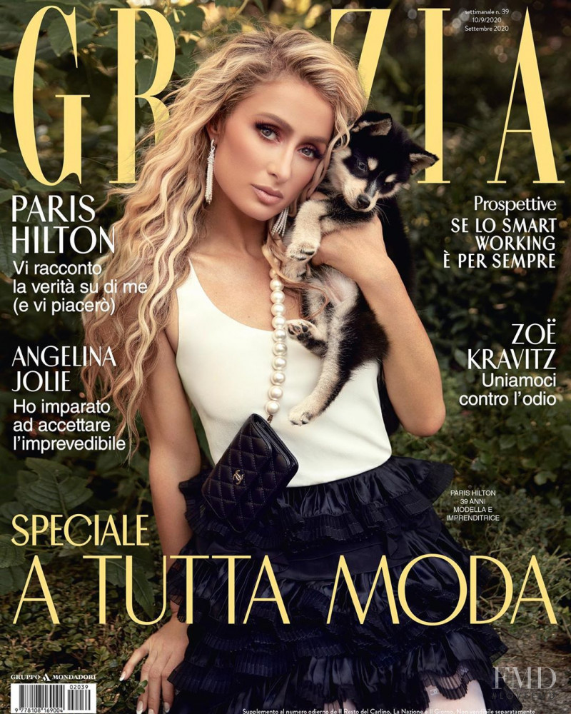 Paris Hilton featured on the Grazia Italy cover from September 2020