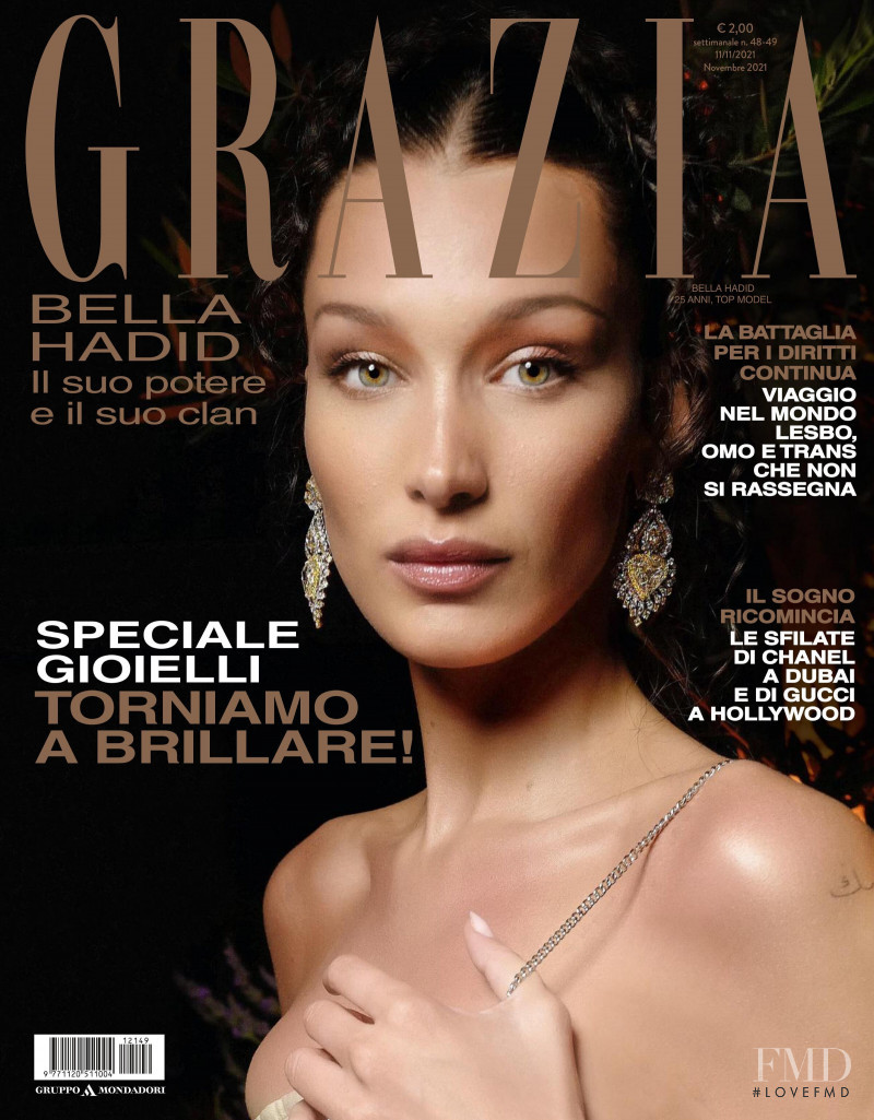 Bella Hadid featured on the Grazia Italy cover from November 2021
