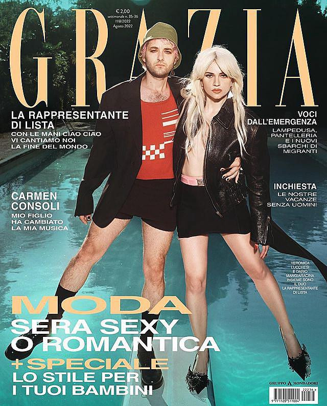 Alexa Chung featured on the Grazia Italy cover from August 2022