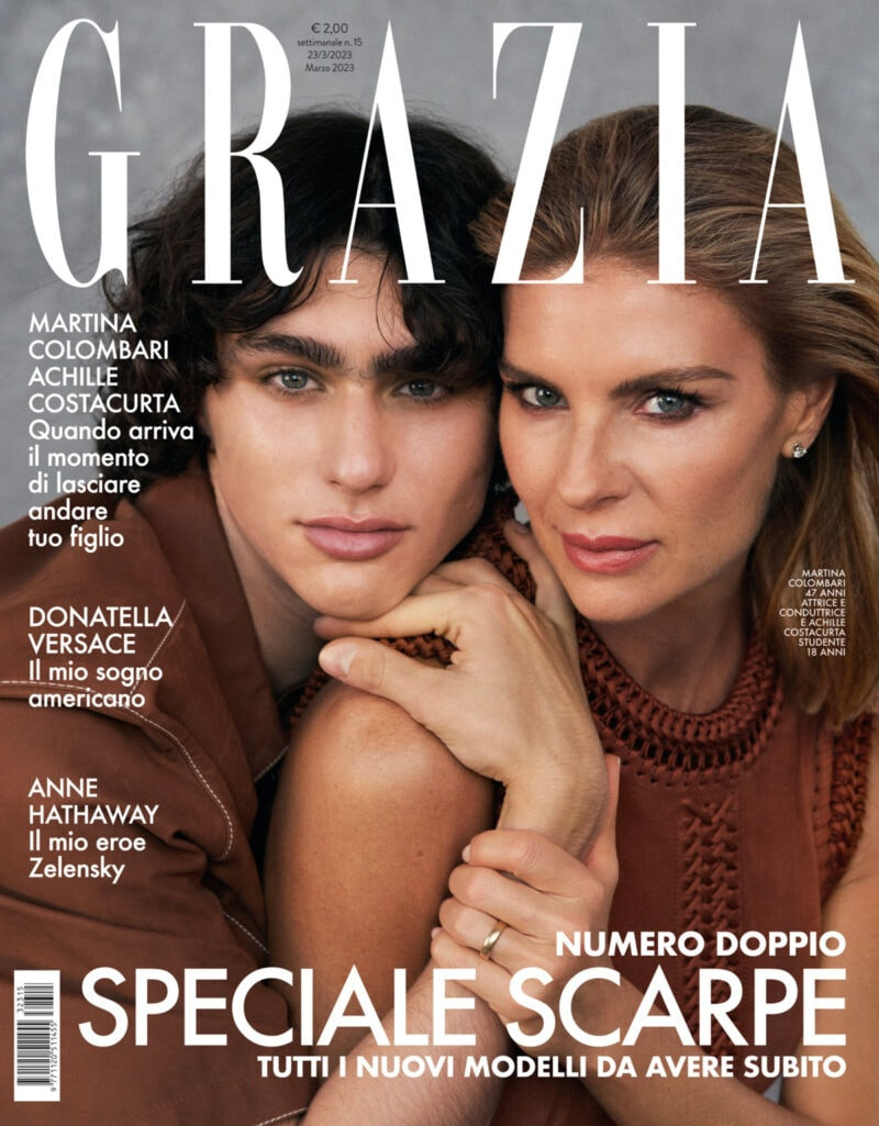 Martina Colombari featured on the Grazia Italy cover from March 2023