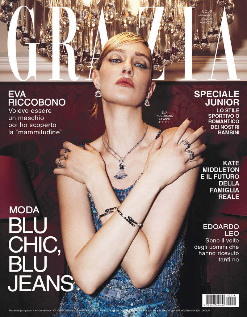 Eva Riccobono featured on the Grazia Italy cover from April 2024