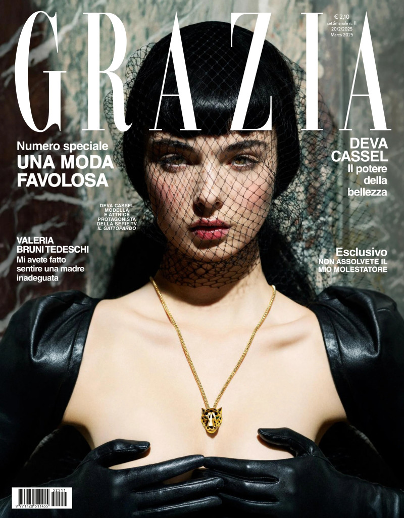 Deva Cassel featured on the Grazia Italy cover from February 2025