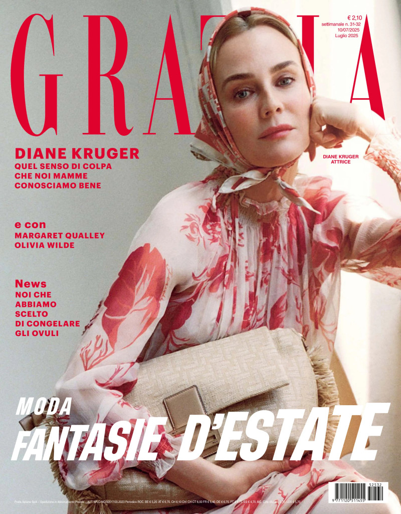 Diane Heidkruger featured on the Grazia Italy cover from July 2025