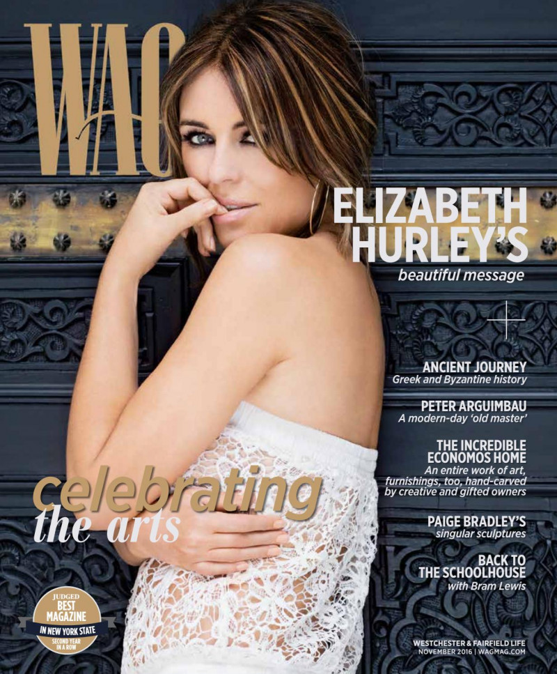 Elizabeth Hurley featured on the WAG cover from November 2016