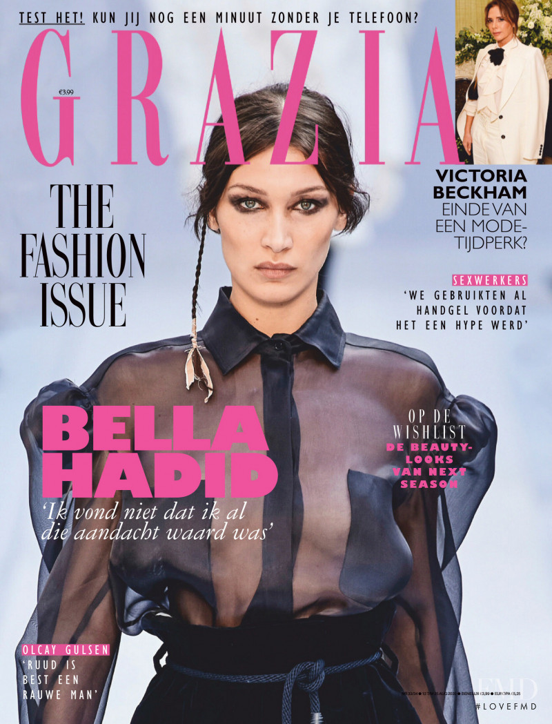Bella Hadid featured on the Grazia Netherlands cover from August 2020