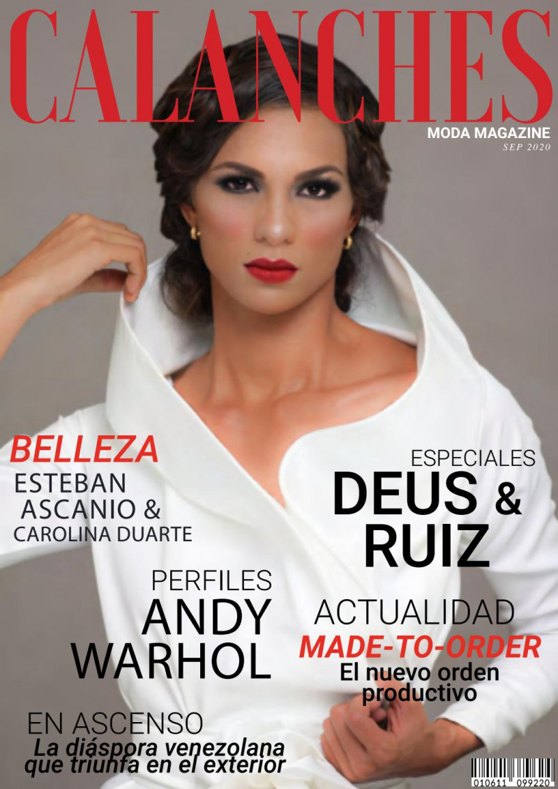 Catherine Barrios featured on the Calanches Moda Magazine cover from September 2020