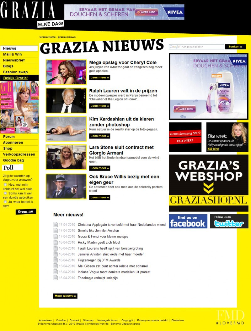  featured on the Grazia.nl screen from April 2010