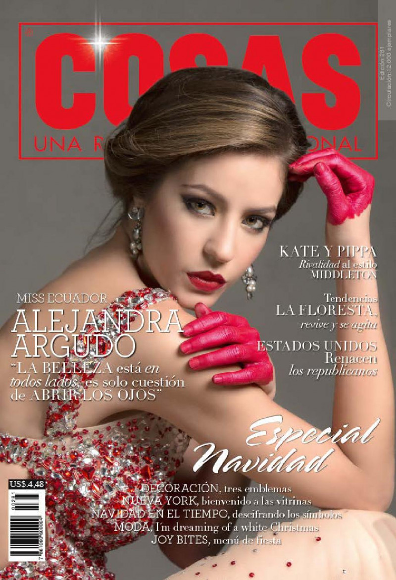 Alejandra Argudo featured on the Cosas Ecuador cover from December 2014