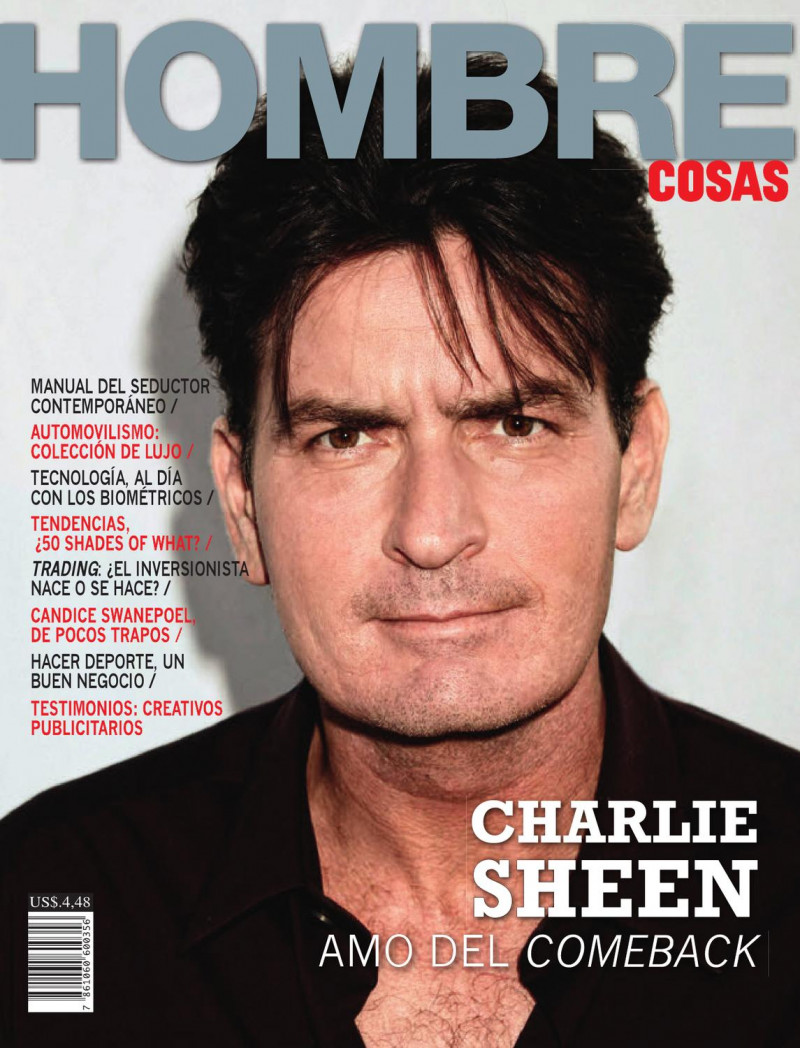 Charlie Sheen featured on the Cosas Hombre Ecuador cover from October 2012