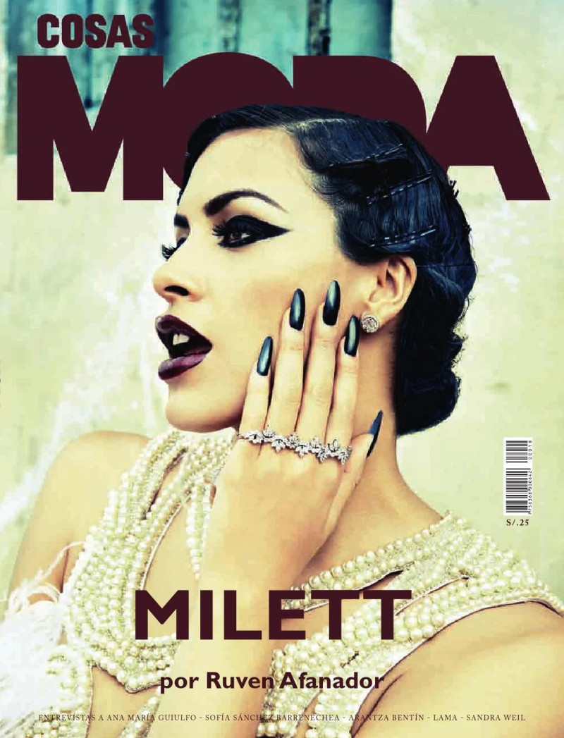 Milett Figueroa featured on the Cosas Moda Peru cover from April 2015