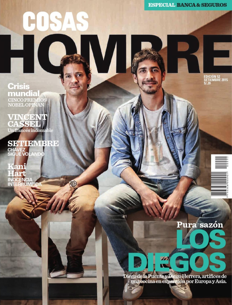 Diego de la Puente, Diego Herrera featured on the Cosas Hombre Peru cover from September 2015