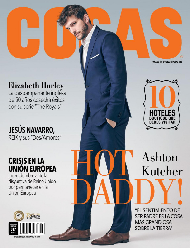 Ashton Kutcher featured on the Cosas Mexico cover from June 2016