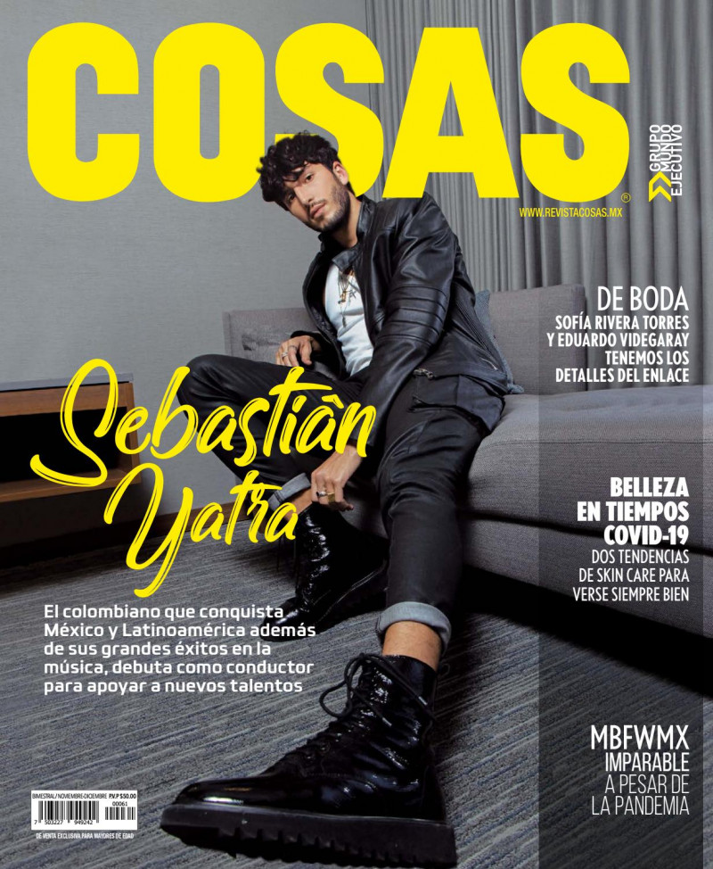 Sebastian Yatra featured on the Cosas Mexico cover from November 2020