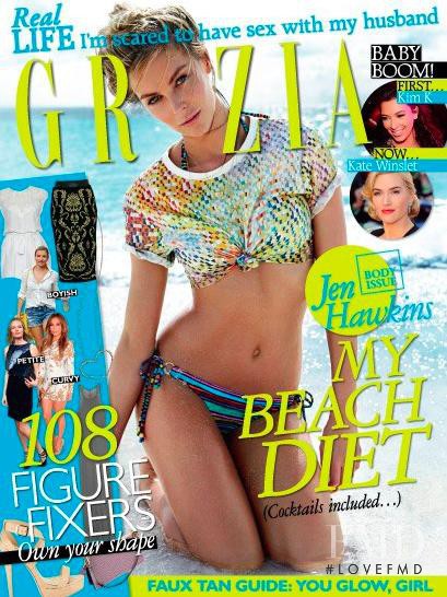 Jennifer Hawkins featured on the Grazia Australia cover from January 2013
