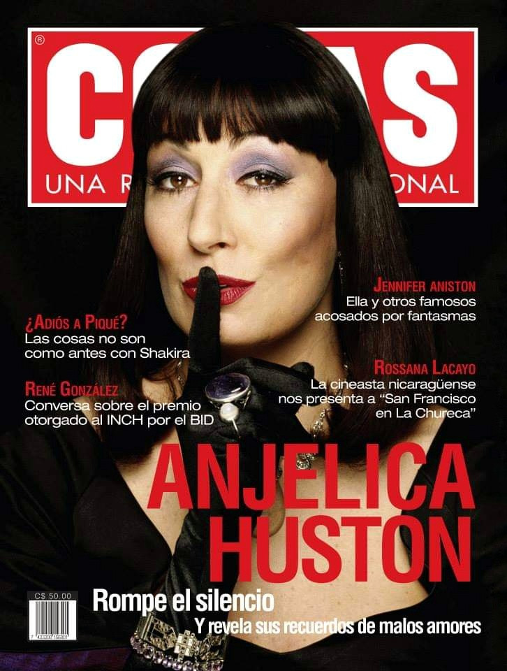Anjelica Huston featured on the Cosas Nicaragua cover from December 2013
