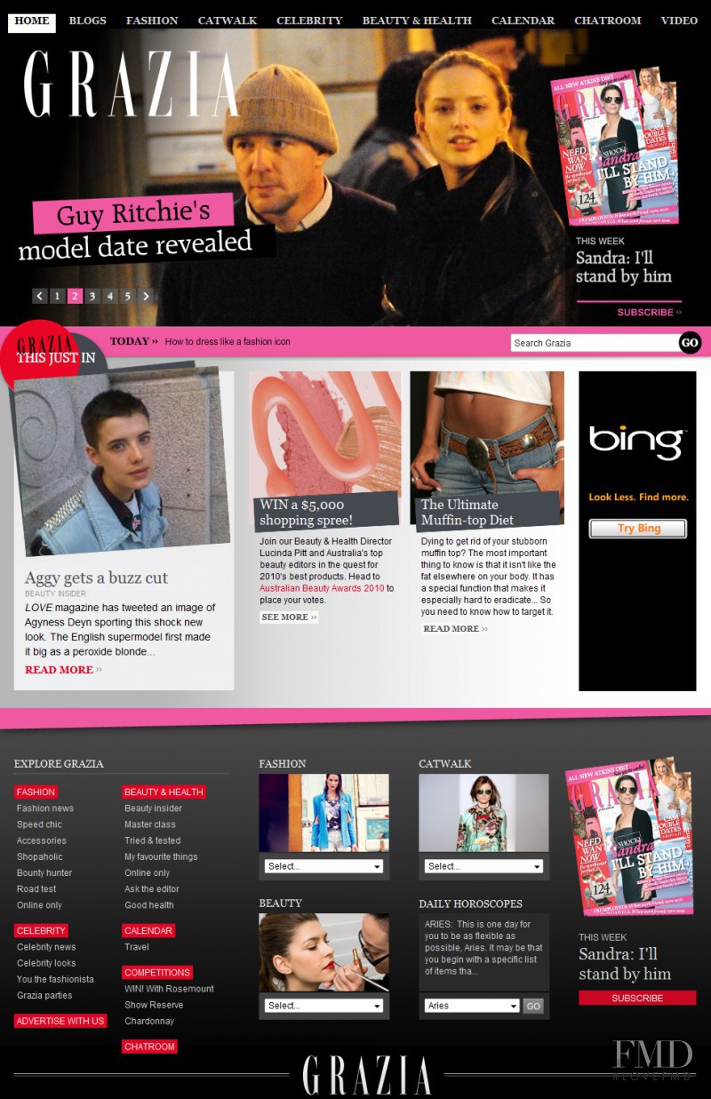  featured on the Grazia.com.au screen from April 2010