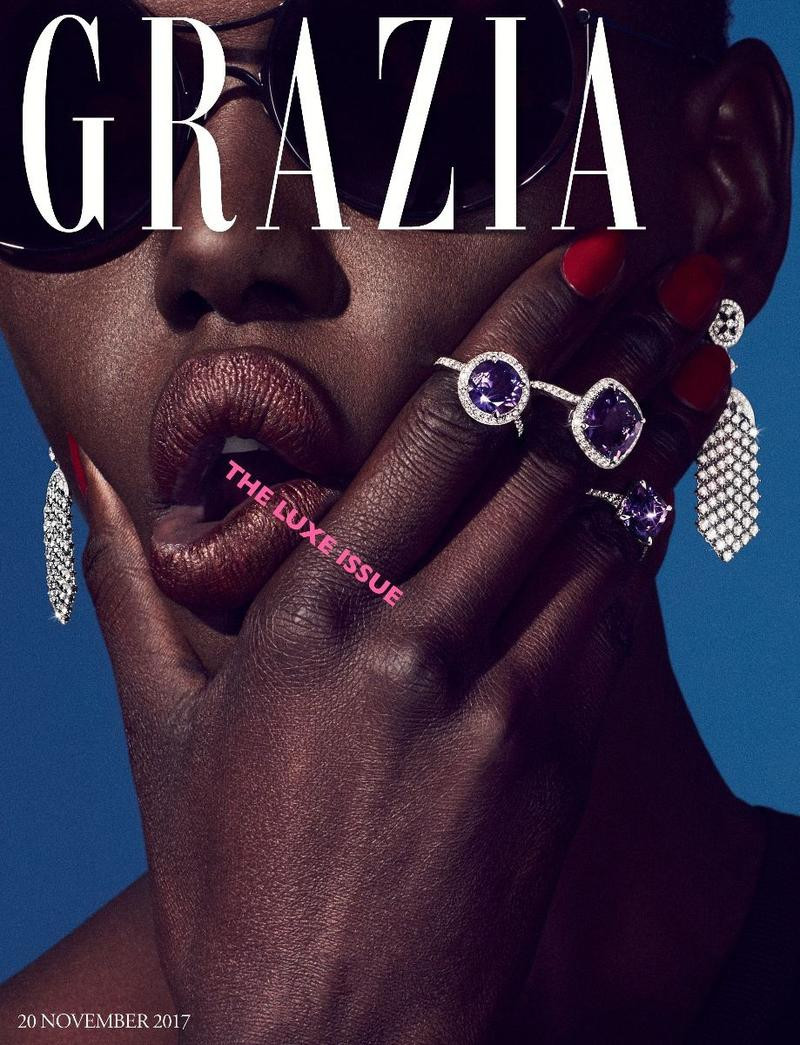 Ajak Deng featured on the Grazia UK cover from November 2017
